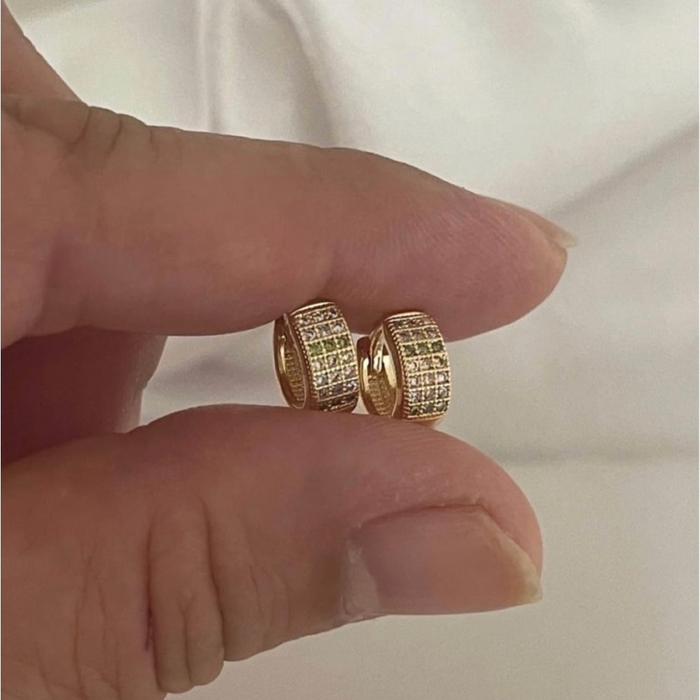 Kids Gold Pave Huggie Earrings with Sparkling Stones